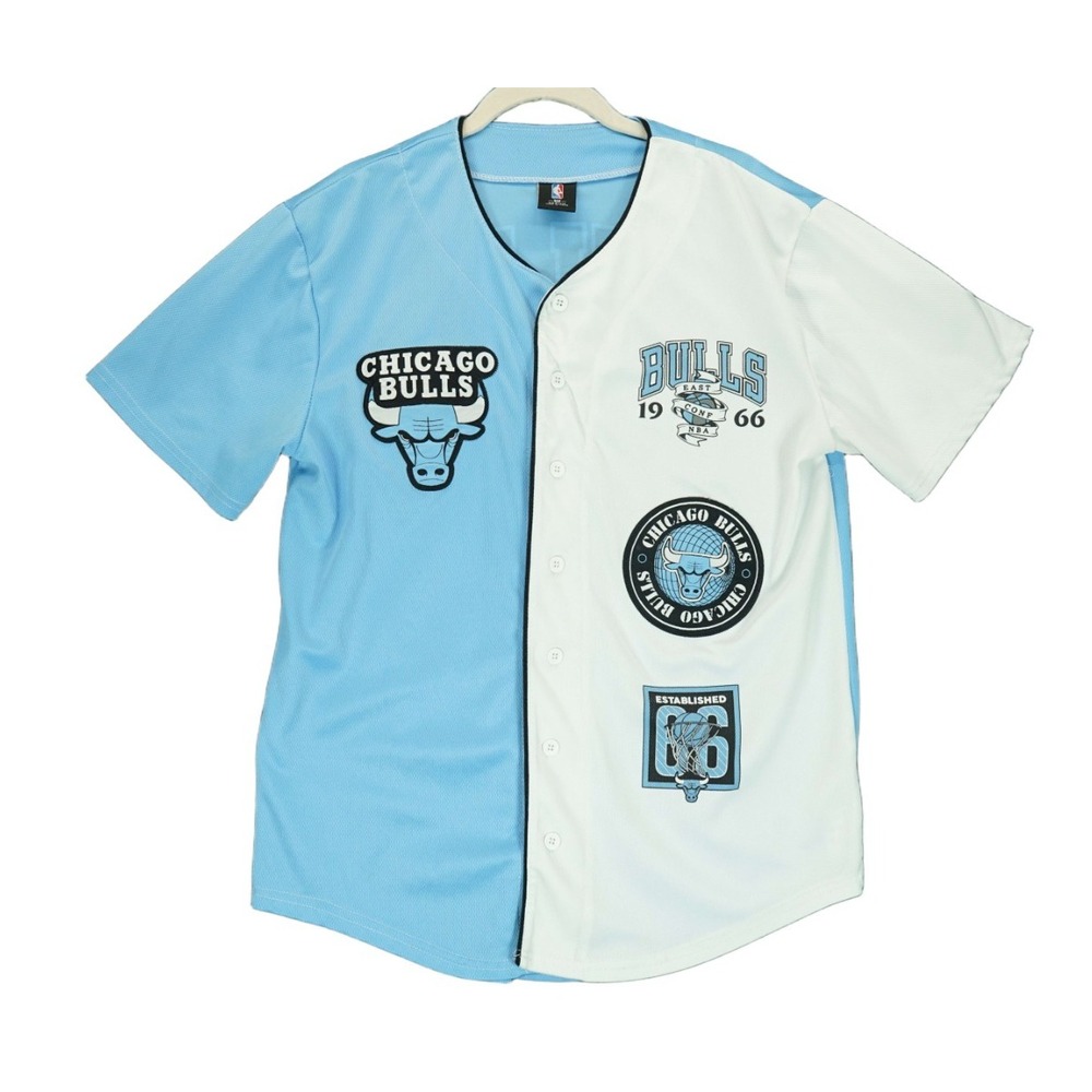 Chicago Bulls Baseball Jersey Blue Short Sleeve NBA Basketball 1966 Men's Size M